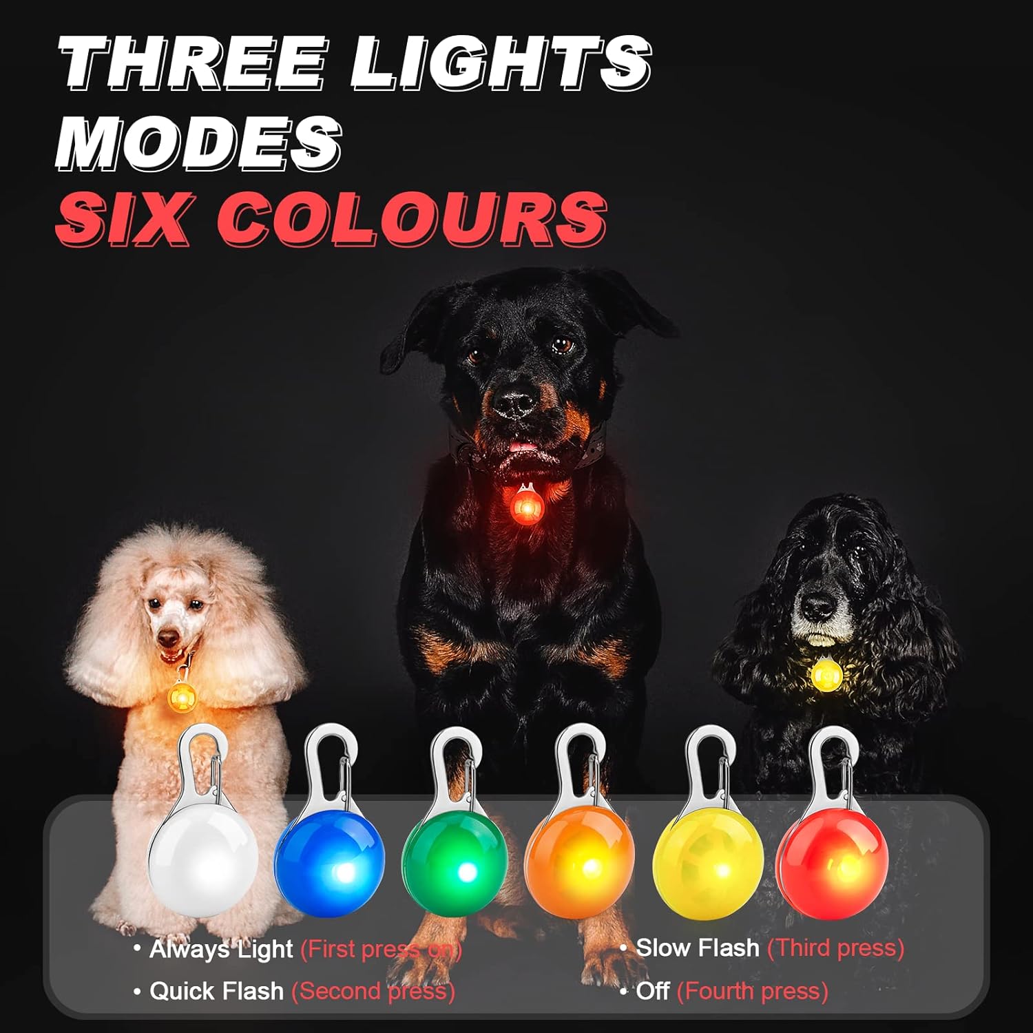 Thumbnail 1 de WONLIVE LED Dog Collar Light (Clip-On) – 6 Pack with Replacement Batteries