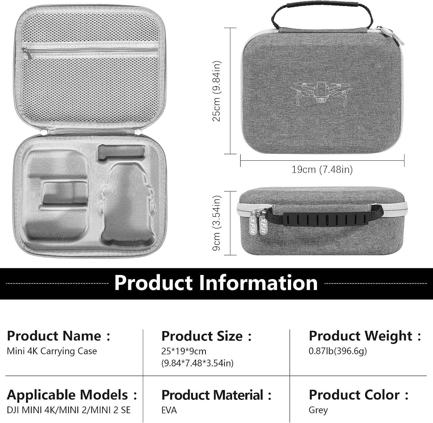 Detalle de FPVtosky Mini 4K Tasche: Kompakter Koffer für DJI Mini 2 SE / Mini 4K mit Zubehör