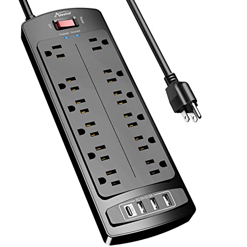 Detalle de ALestor 6 Ft Surge Protector Power Strip with 12 Outlets and 4 USB Ports