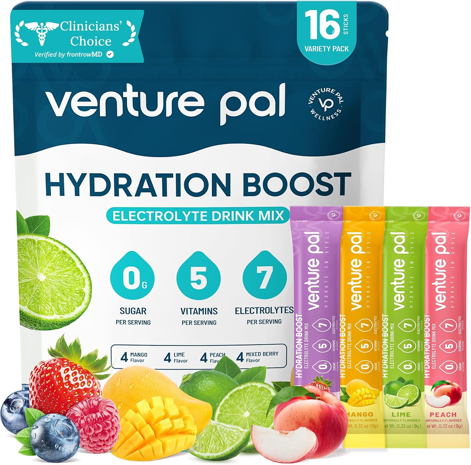 Detalle de Venture Pal Sugar-Free Electrolyte Powder, 7 Electrolytes, 16 Sticks