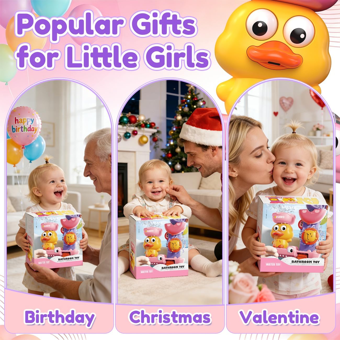 Thumbnail 5 de Bath Toys for Kids Ages 1-3: Adorable Pink Water Play Set with Suction Cups