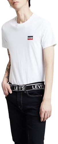 Detalle de Levi's 2-Pack Crewneck Graphic Tee Uomo Multicolore (Sportswear White/Mineral Black) M