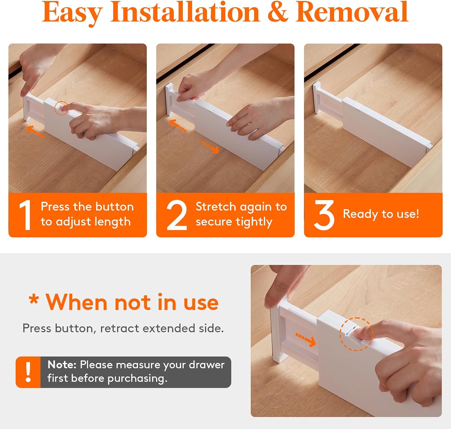 Thumbnail 6 de Lifewit 23041 Drawer Dividers, 5-Pack Adjustable ABS Organisers