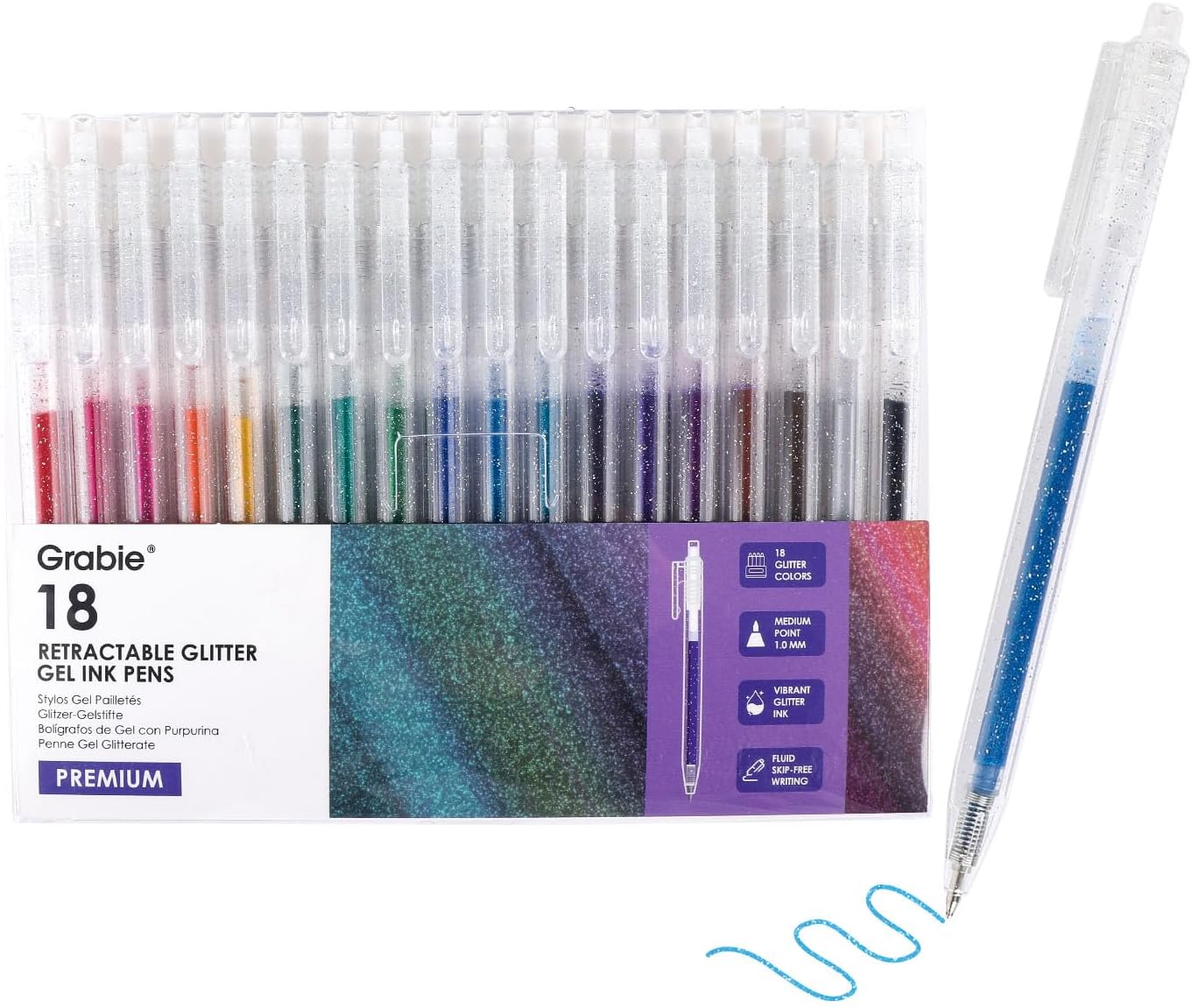 Detalle de Grabie penne gel glitterate 18 colori