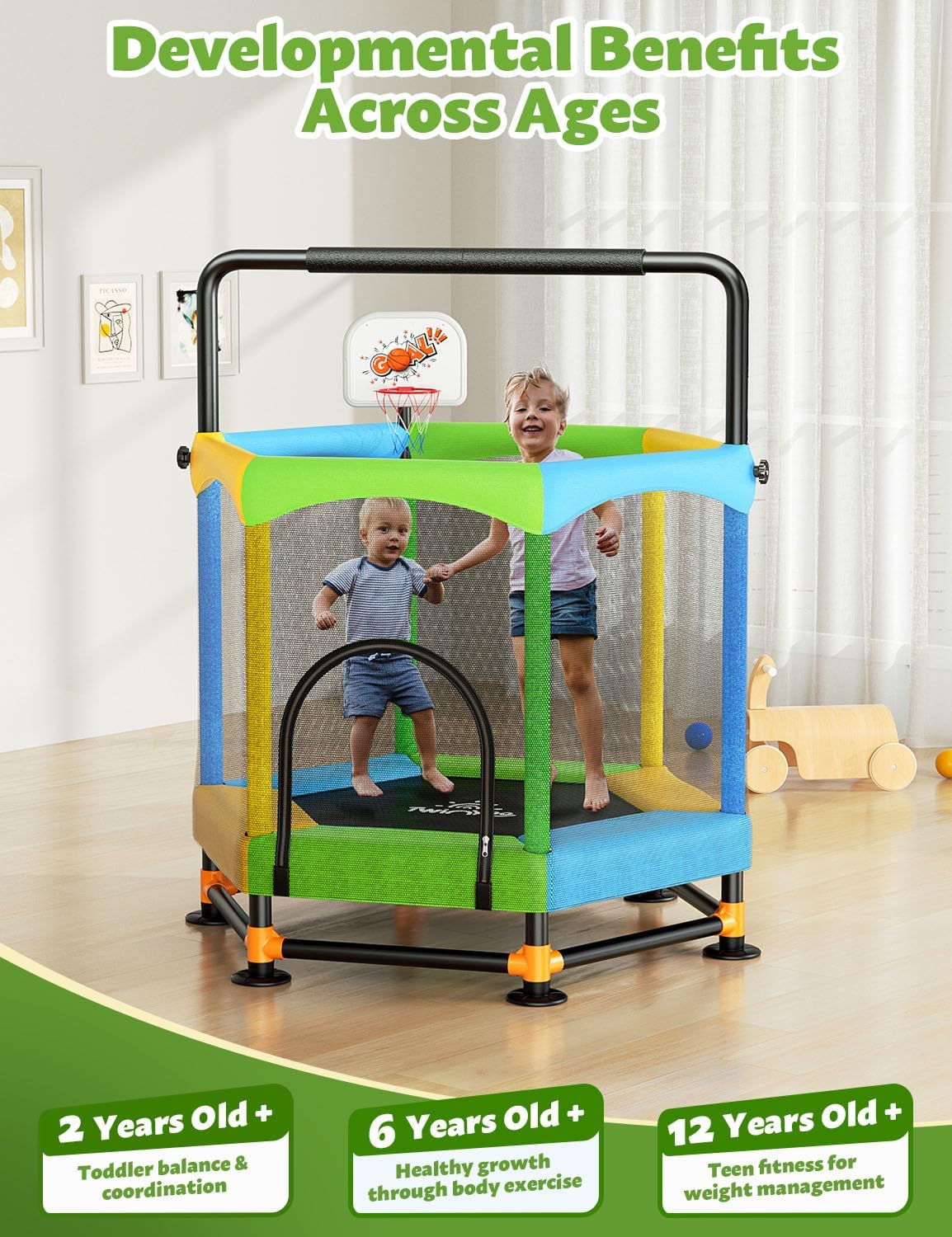 Thumbnail 6 de Twinkoo 60" Fortified Toddler Trampoline with Enclosure