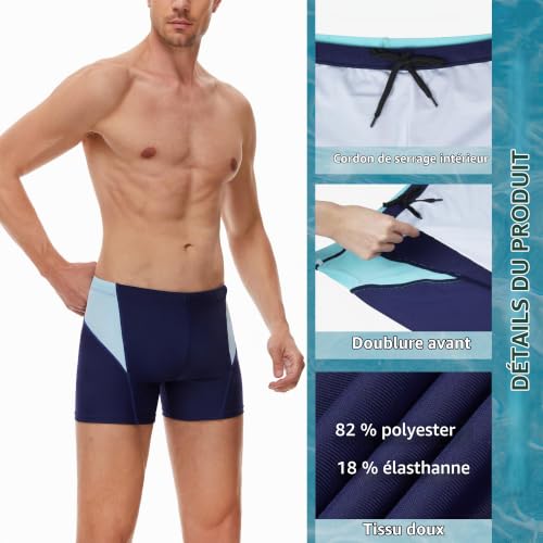 Detalle de AMZSPORT Maillot de Bain Homme Short de Bain à Séchage Rapide – Bleu, L