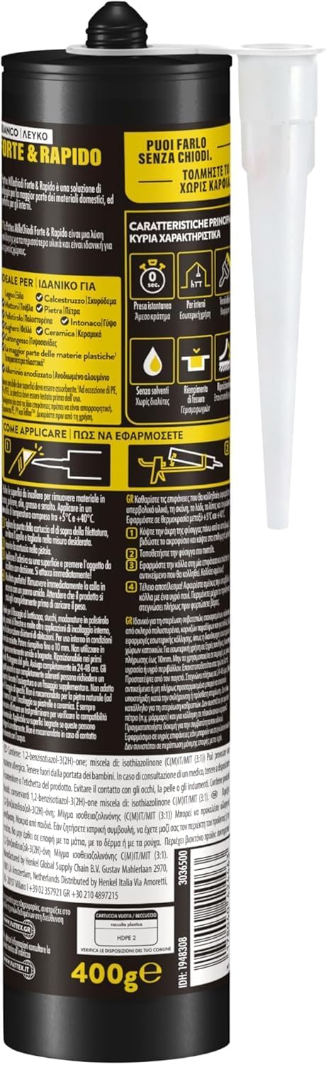 Detalle 2 de Pattex Millechiodi Forte & Rapido adesivo di montaggio 400 g