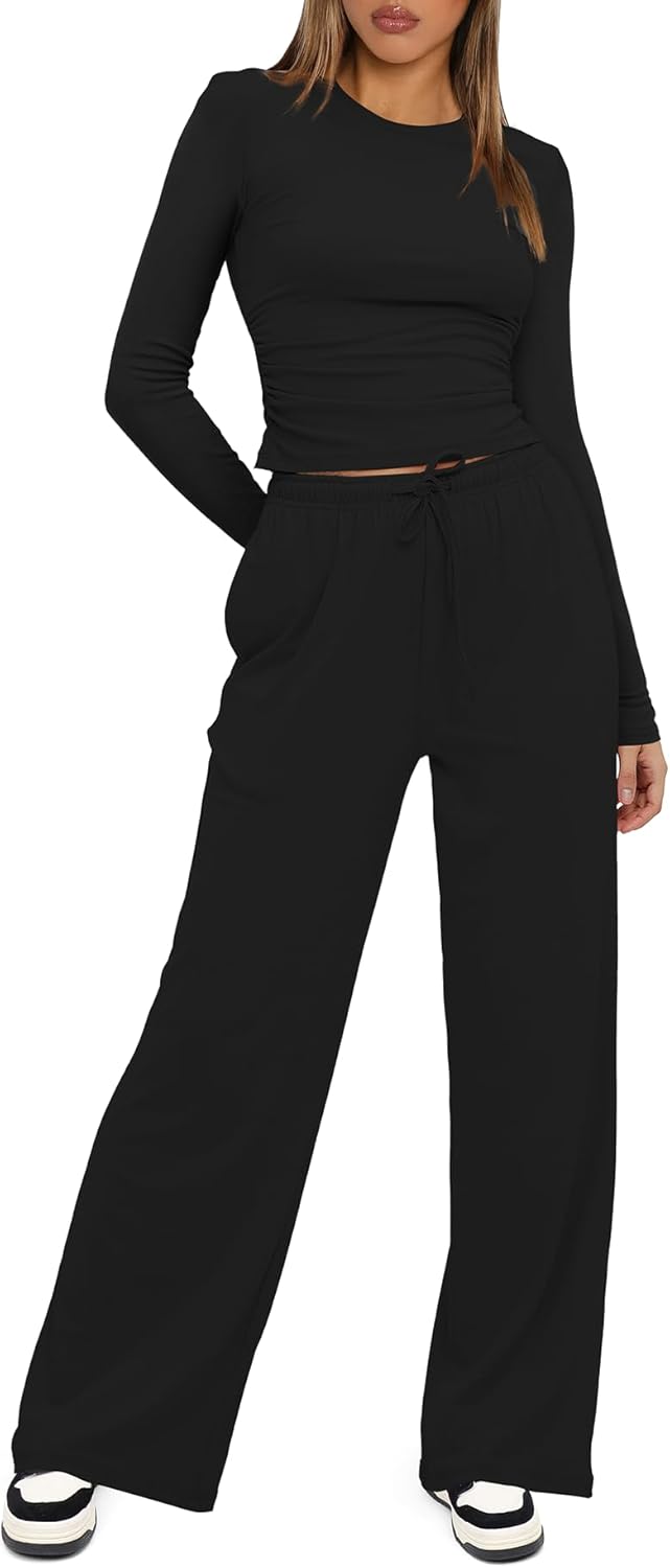 Thumbnail 3 de Darong Women’s 2-Piece Lounge Set: Long Sleeve Top + Wide-Leg Pants
