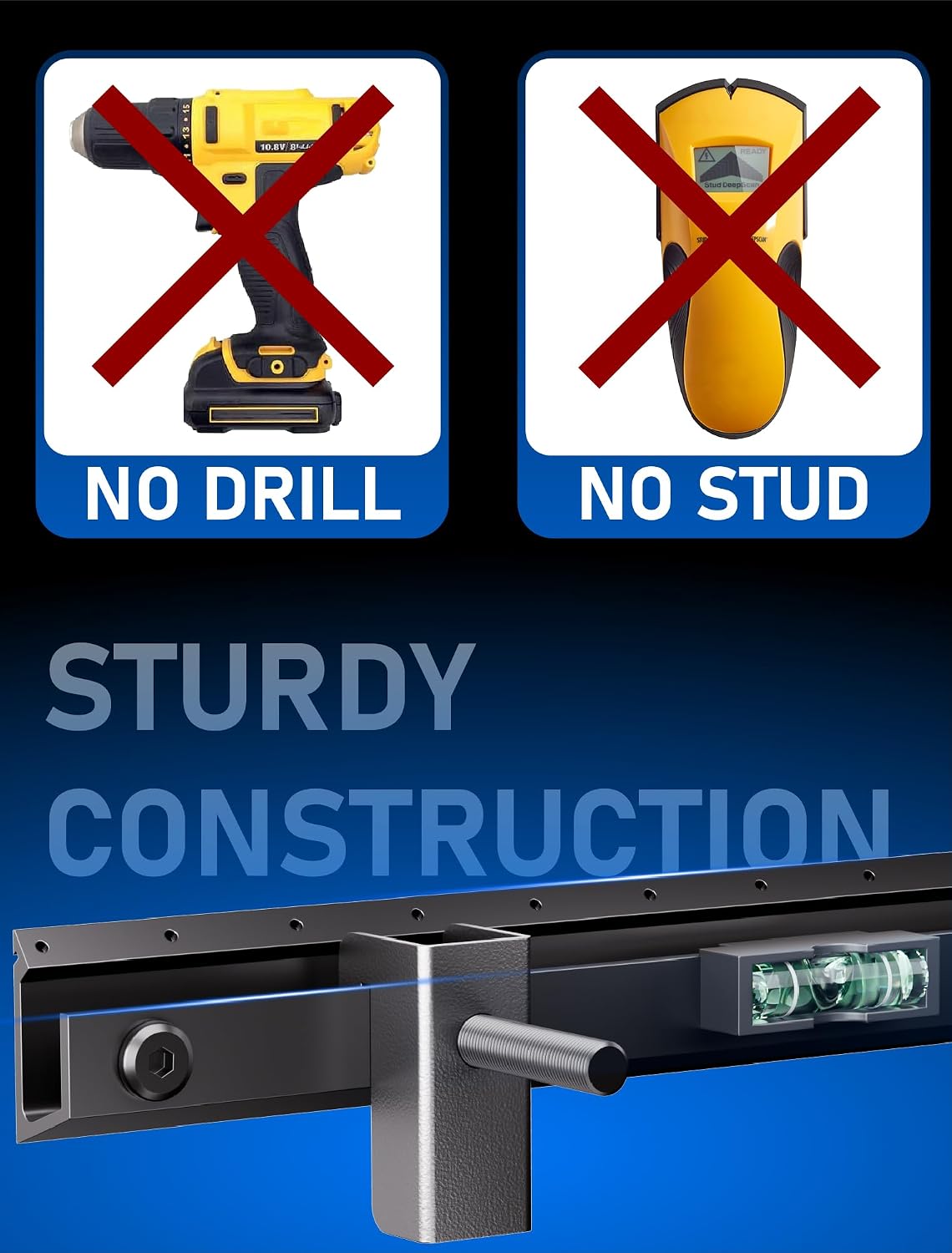 Detalle 2 de No Stud TV Wall Mount (No Drill) for 22–55" TVs, Low Profile Drywall Hanger up to 100 lbs
