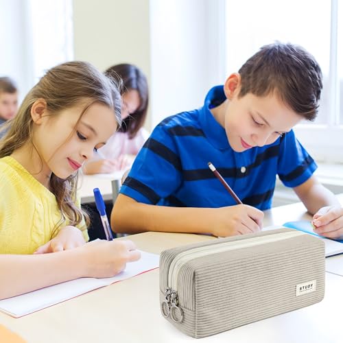 Thumbnail 6 de KALIDI Corduroy Pencil Case Pen Bag Large with 2 Compartments for Girls