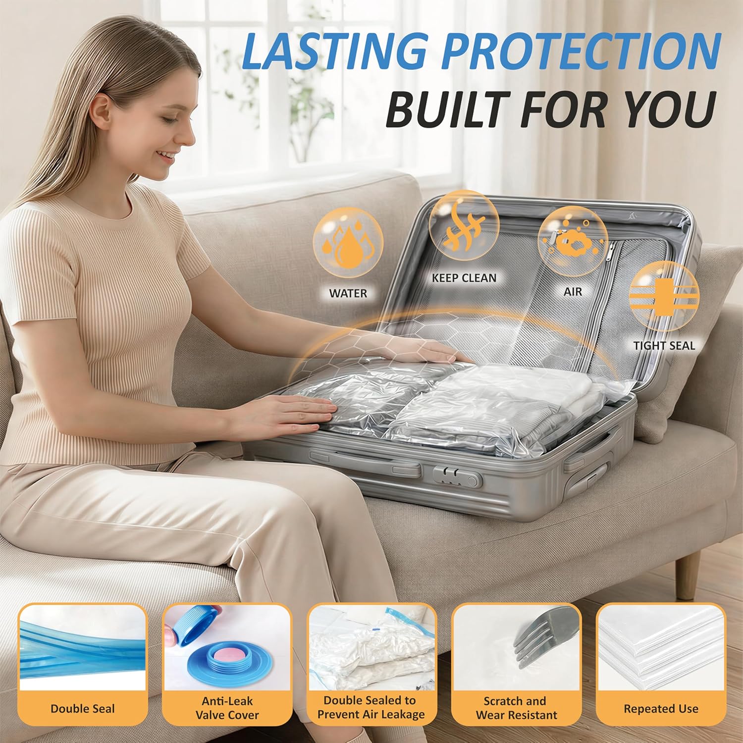 Thumbnail 5 de Cozy Essential Travel Vacuum Storage Bags 10‑Pack