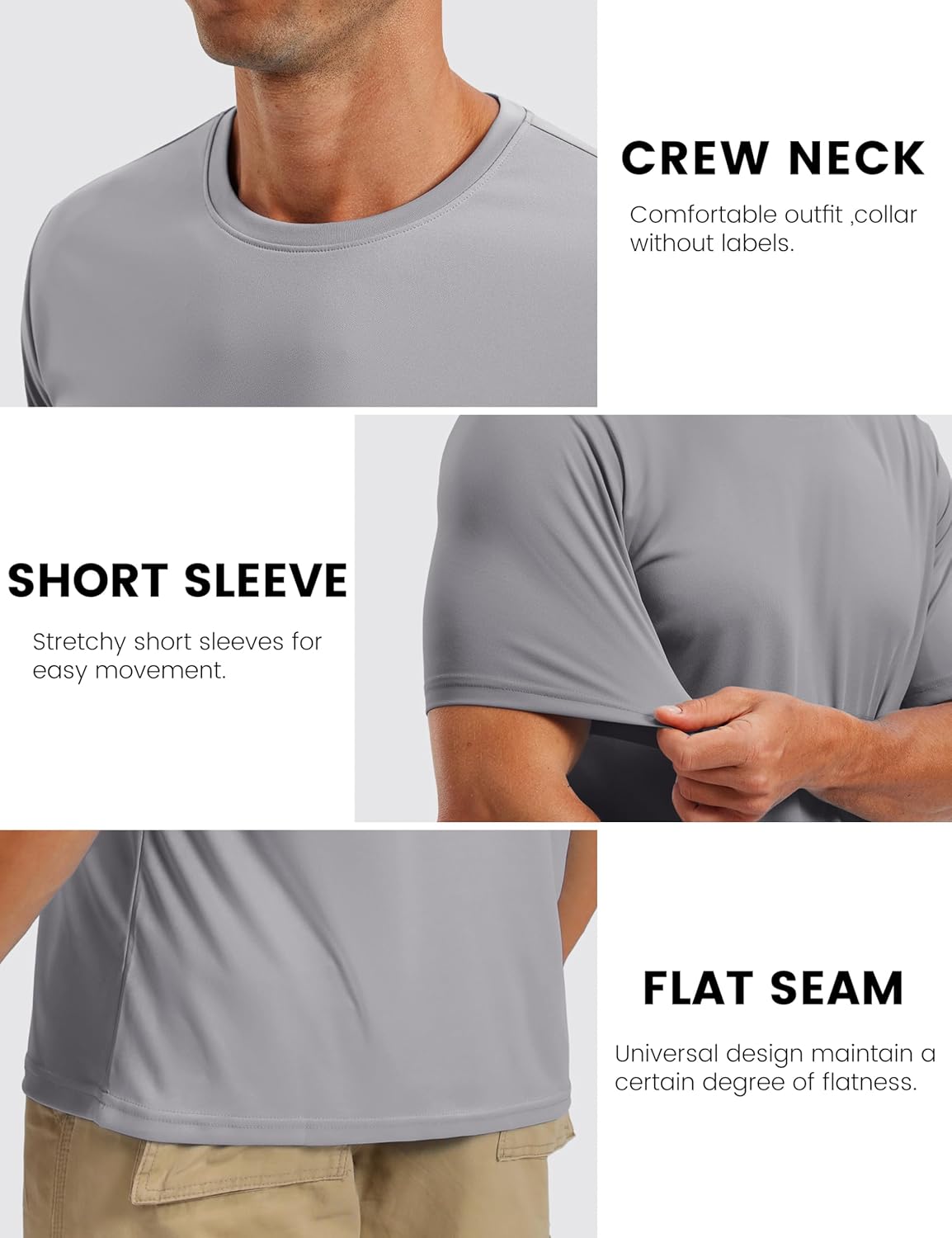 Detalle 2 de TACVASEN Herren UV-Schutz T-Shirt UPF 50+ Kurzarm – Sonnenschutz und Sport-Feel