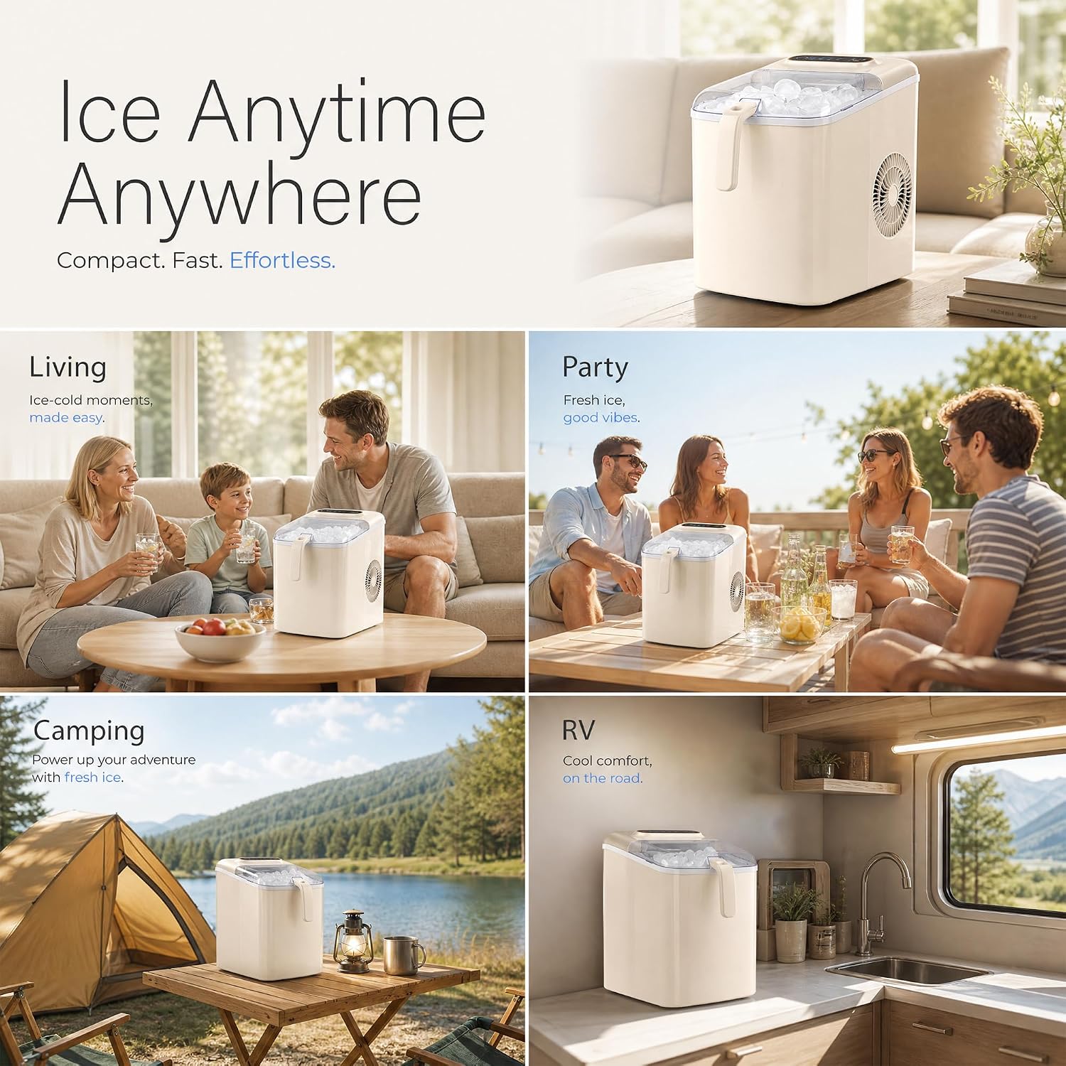 Thumbnail 6 de Borcolo BO-FZB-12X9C Countertop Ice Maker, 2 Bullet Sizes, 9 Cubes in 6 Minutes