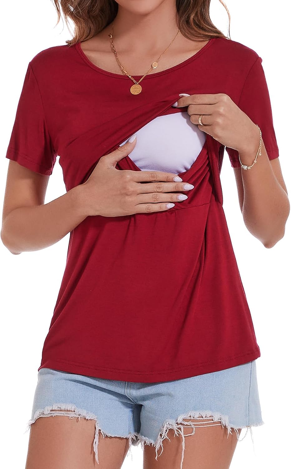 Thumbnail 2 de Sosolism 3-Pack Maternity Nursing Tops – Classic Short Sleeve Breastfeeding T-Shirts