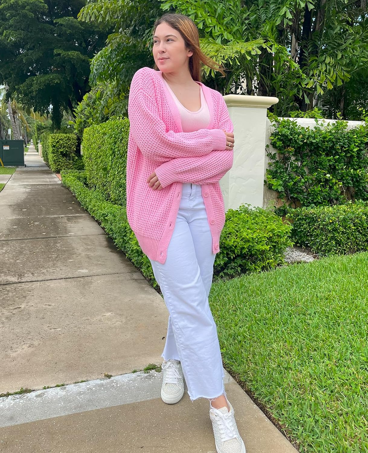 Detalle de QUALFORT Cardigan 100% Cotton Oversized