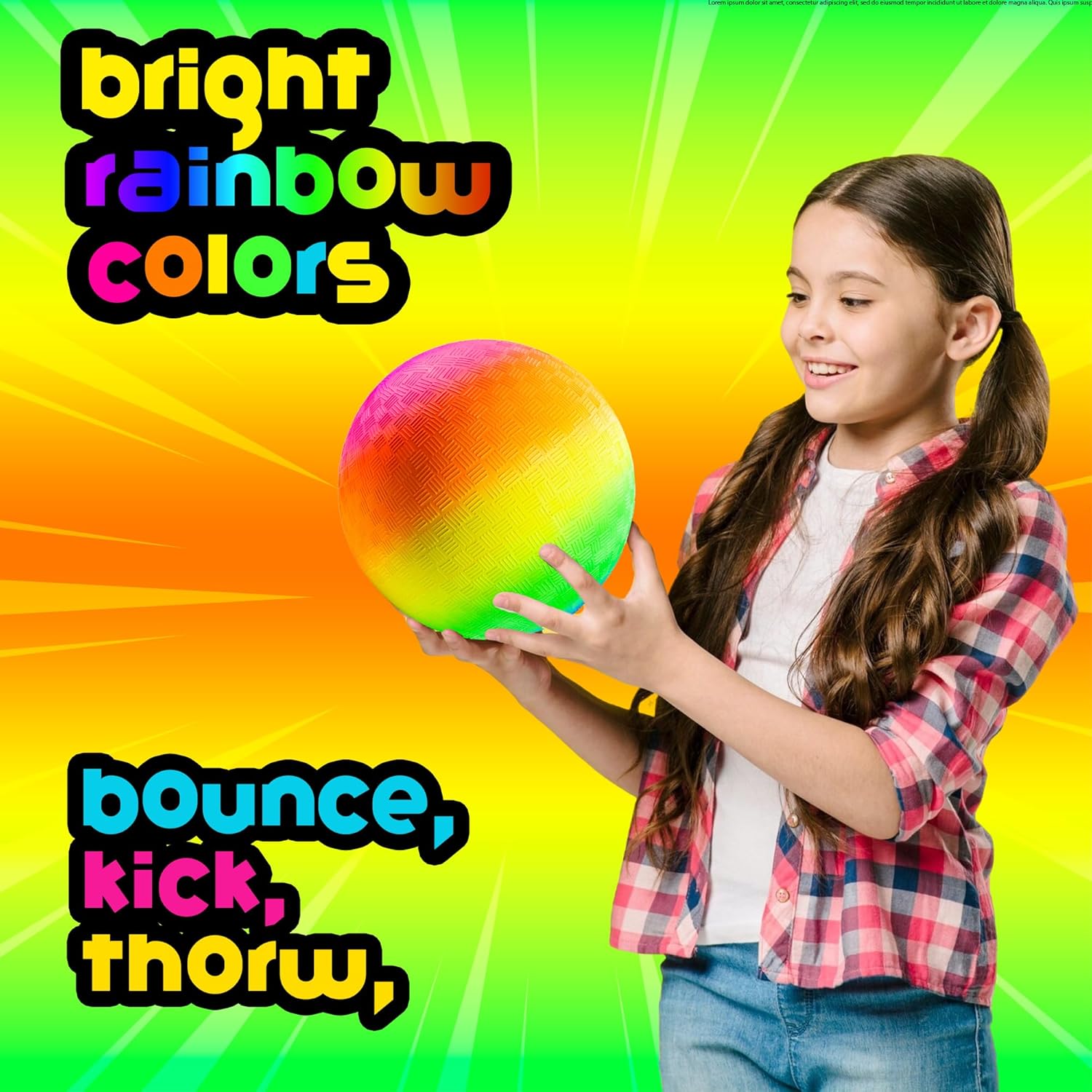 Thumbnail 1 de PlayBolt Rainbow Playground Ball (8.5-inch) – Rubber Bouncy Inflatable Ball for Kids & Adults, Indoor/Outdoor Games