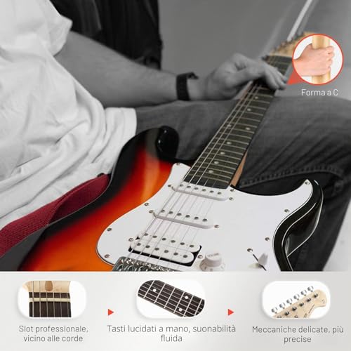 Detalle 2 de Donner Set Chitarra Elettrica 39" DST-100S Sunburst: kit completo per principianti