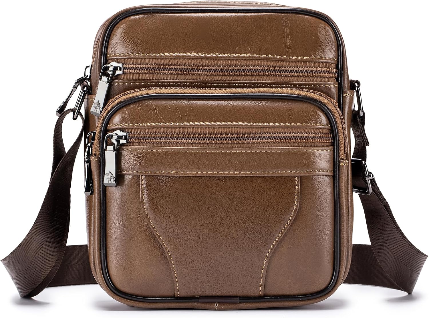 Detalle de BAGZY Sacoche Homme Bandoulière Cuir Véritable Petit Sac