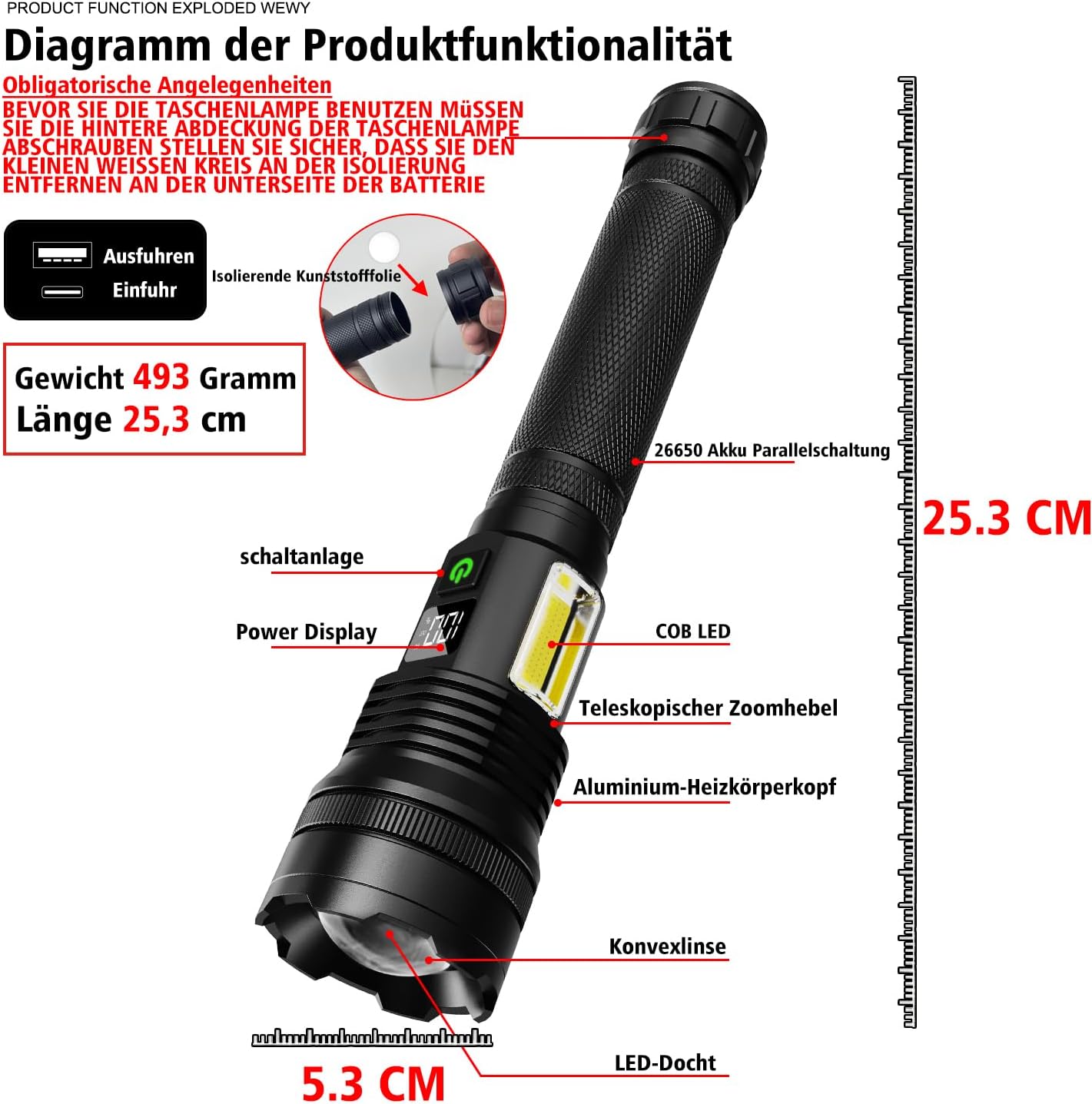 Detalle 2 de ASORT T50 Taschenlampe, 990.000 Lumen