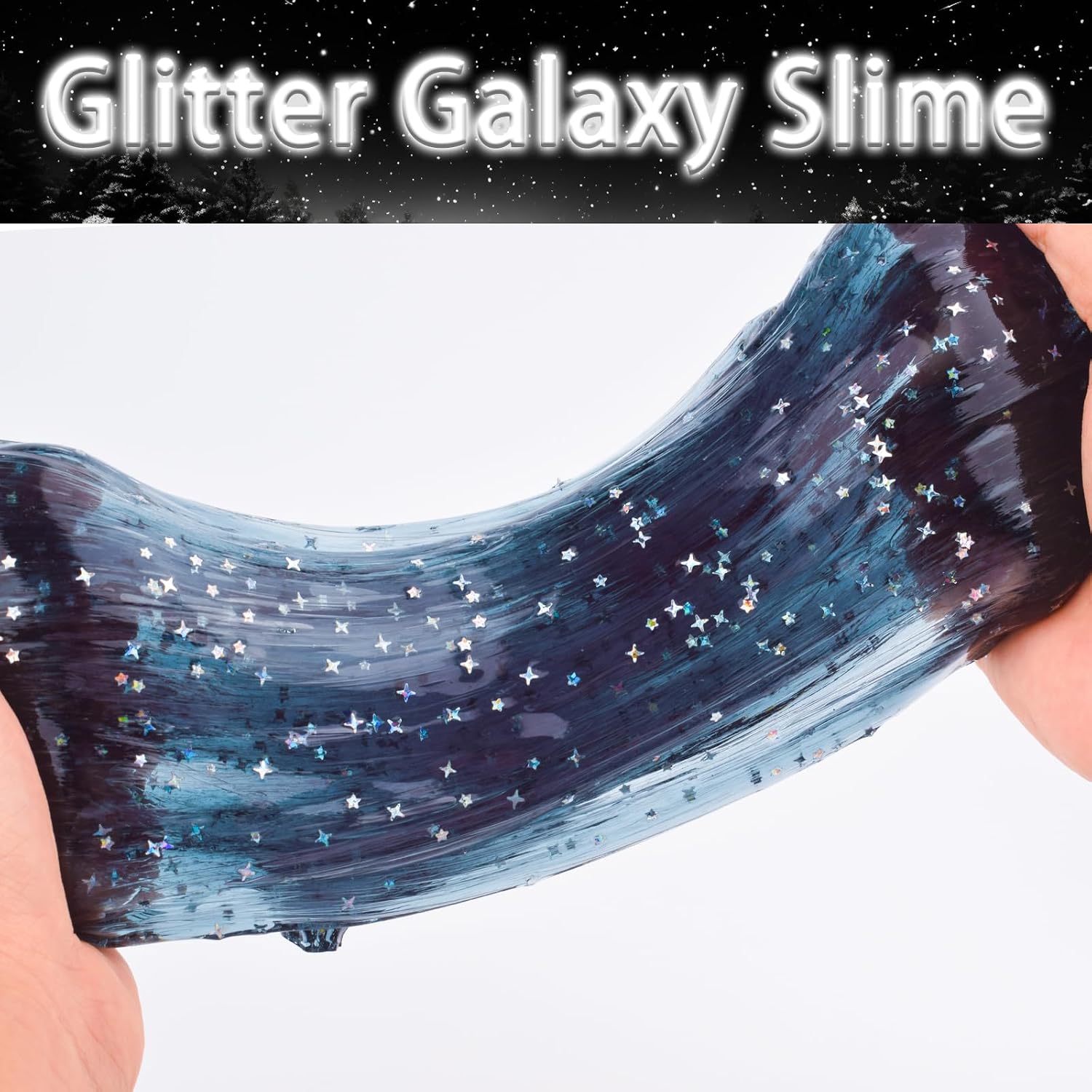 Detalle de 24 Pack Gray-Blue Galaxy Star Slime cups for kids – mess-free sensory party favours
