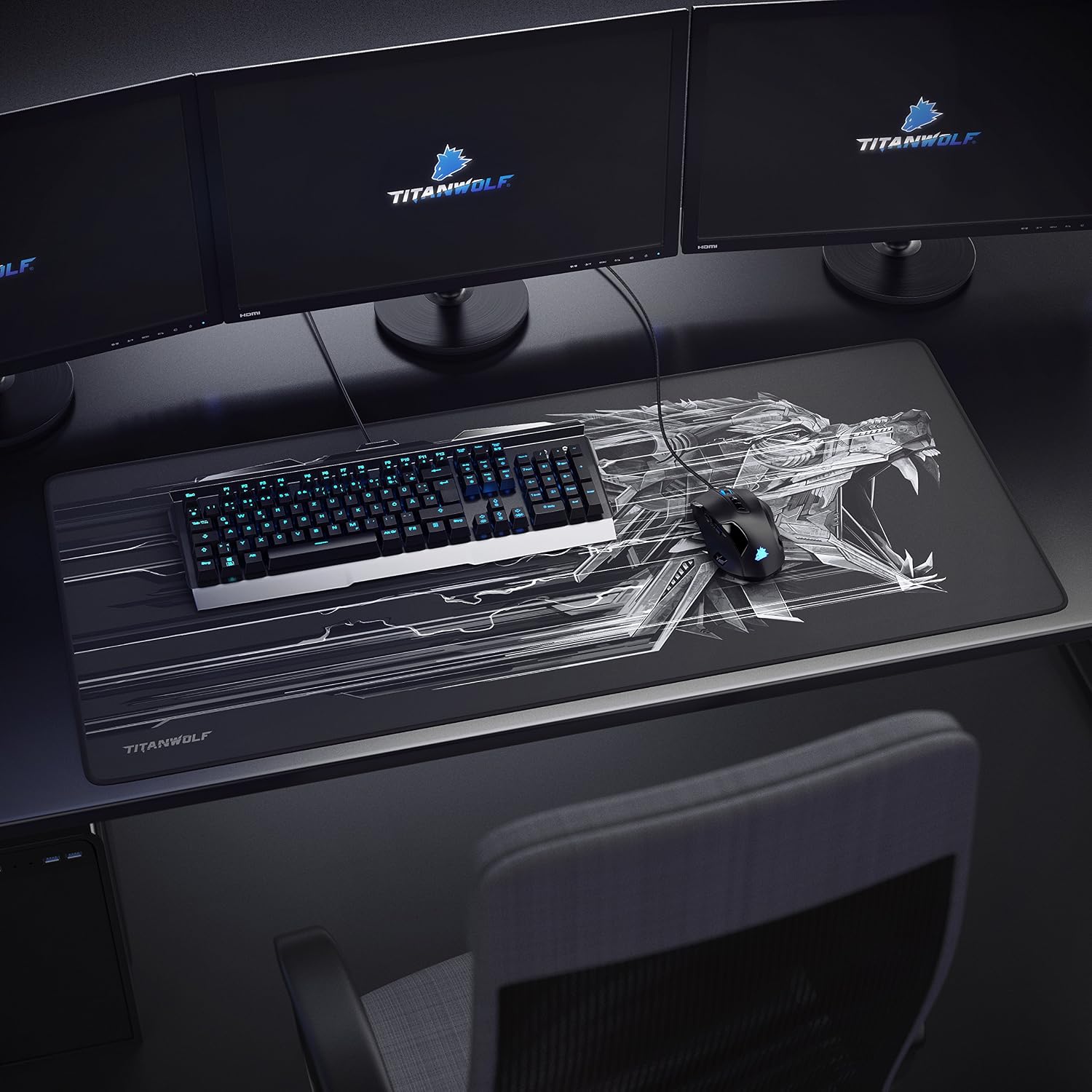Detalle 2 de Titanwolf XXL Speed Gaming Mouse Pad (900 x 400 x 3 mm) – smooth control, non-slip rubber base