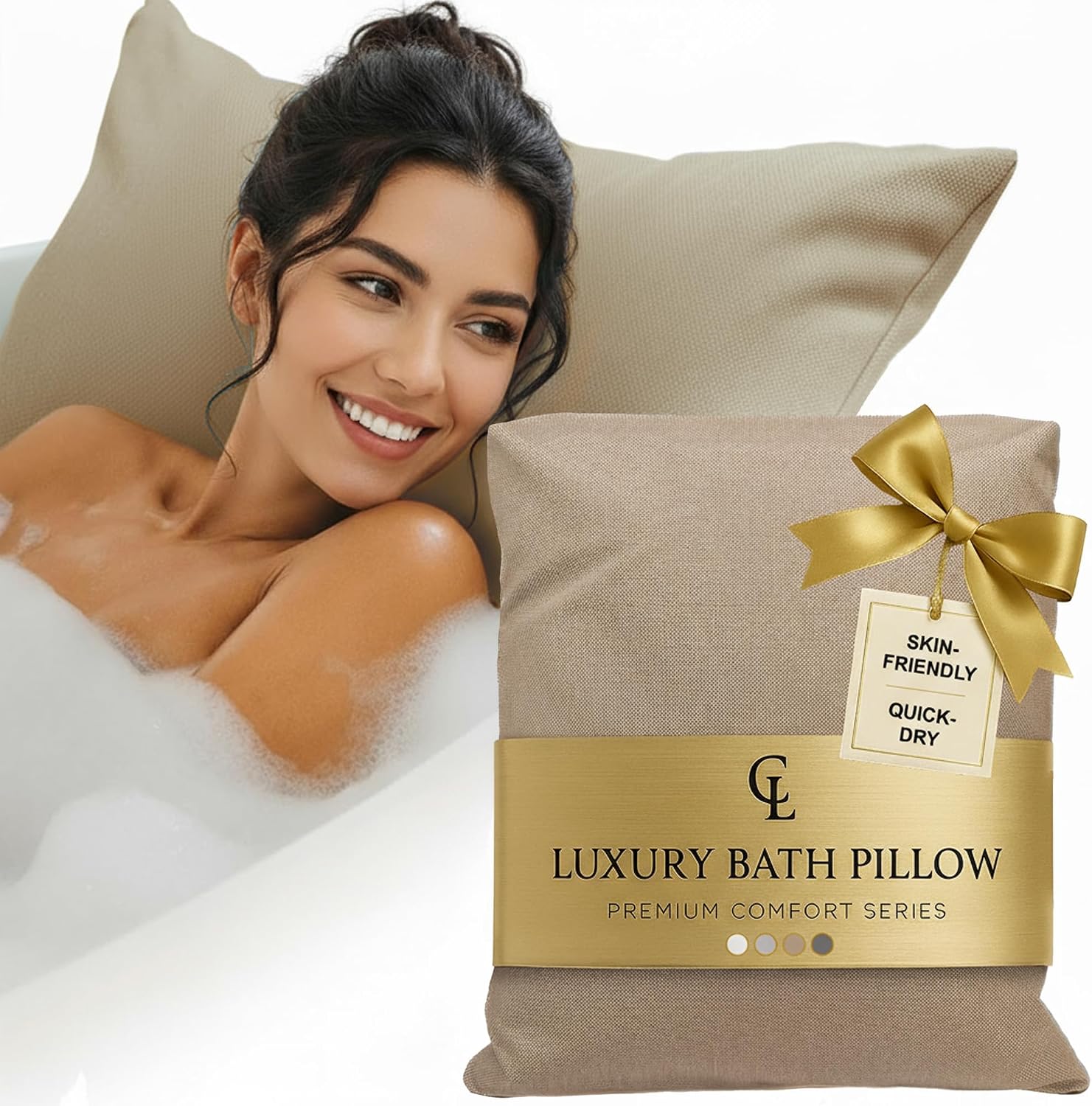 Detalle de Luxury Bath Pillow for Tub: Thick, Ergonomic Support for Comfort and Care