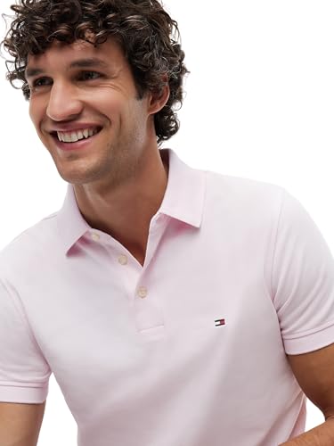 Detalle de Tommy Hilfiger Polo de Manga Corta Hombre 1985 Slim Fit – Rosa (Light Pink)