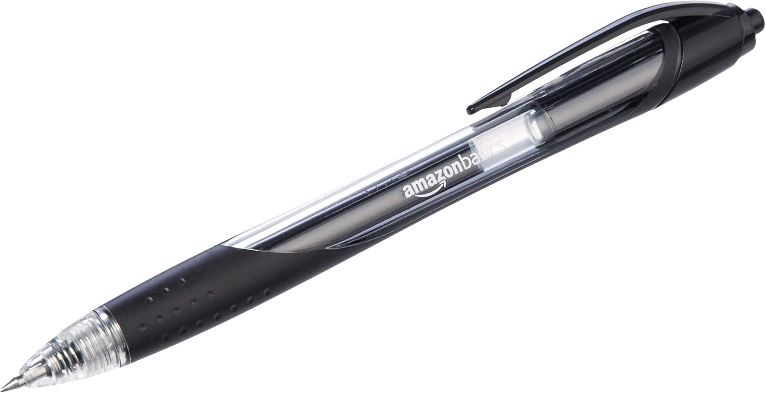 Thumbnail 1 de Amazon Basics Retractable Gel Ink Pens – Fine Point, Black, 12-Pack