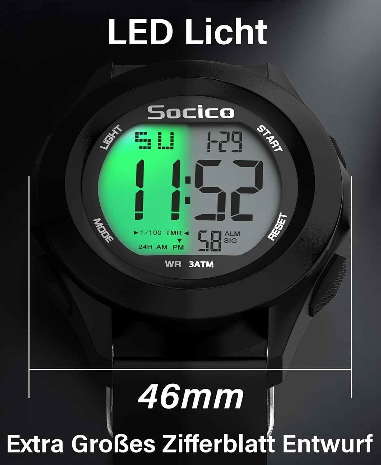 Thumbnail 3 de SOCICO Herren Digitaluhr Großes Display