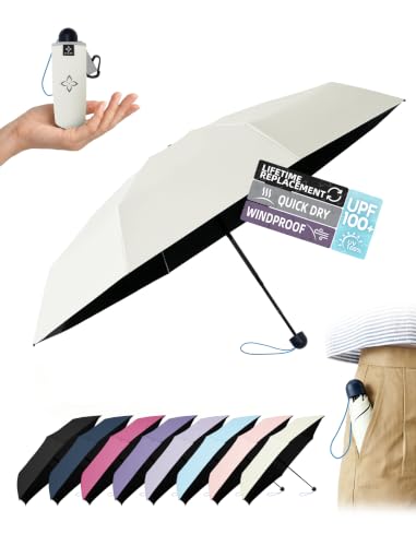 Detalle de LILAC Compact Travel Umbrella, 18.5 cm Folding Design, UPF 100+ Protection