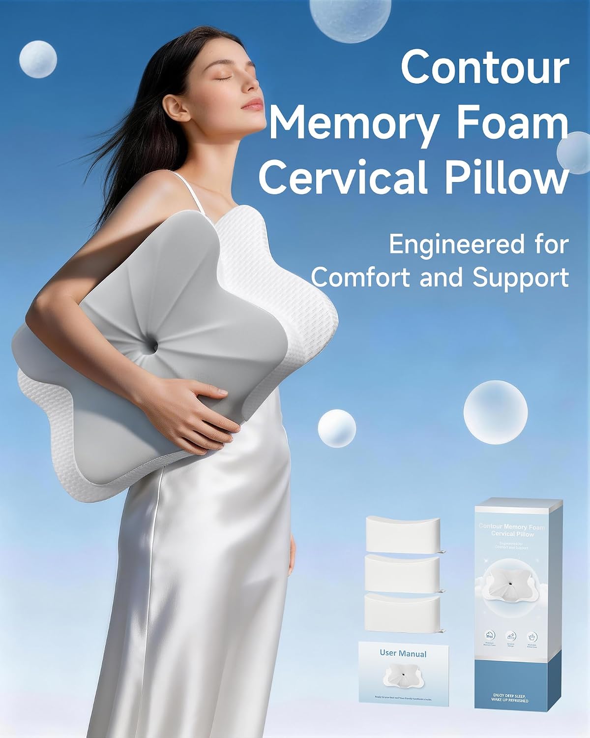 Thumbnail 6 de iSkey Ergonomic Cervical Pillow with 3 Firmness Levels and Butterfly Contour