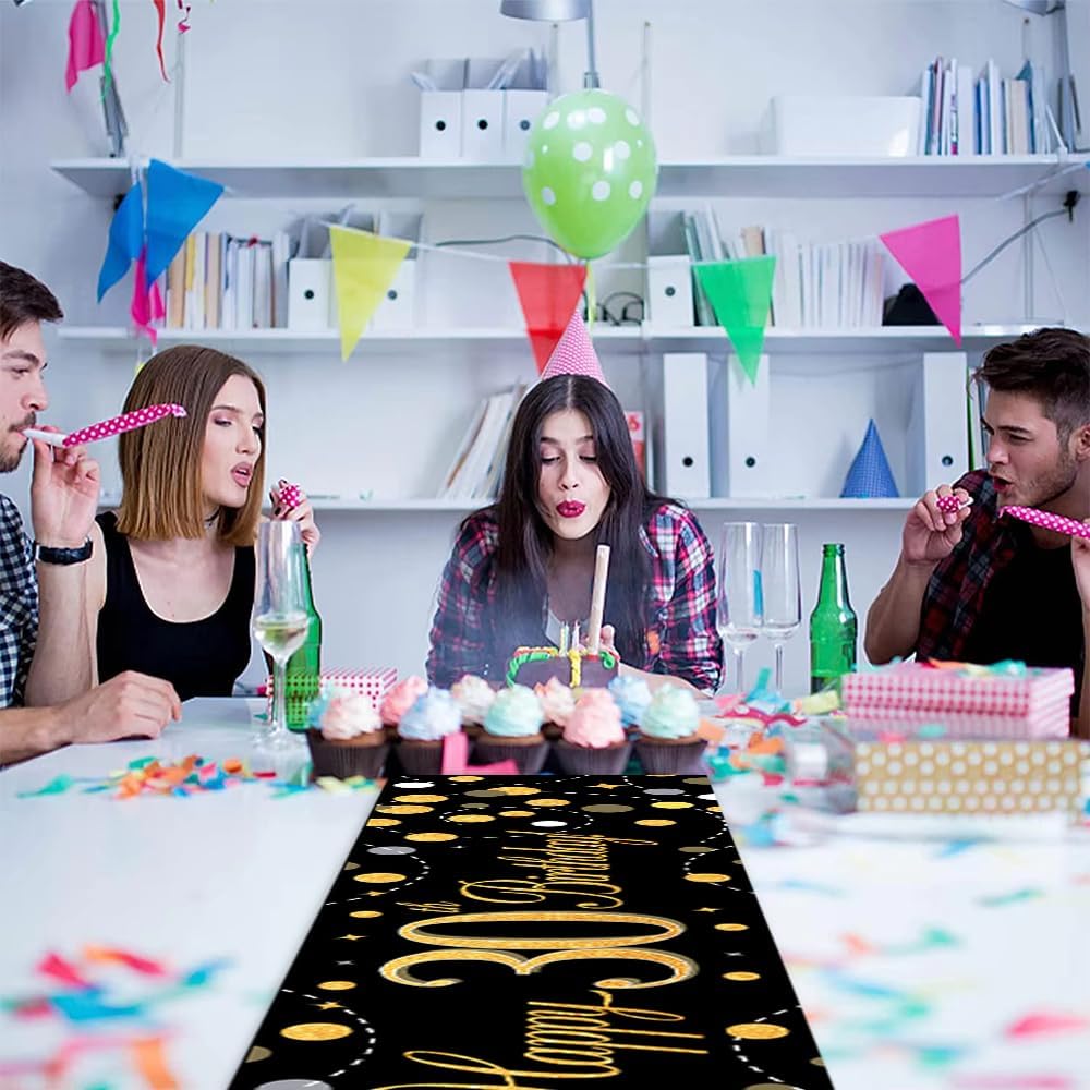 Thumbnail 5 de Tischläufer „Happy Birthday“ 30 schwarz-gold, 35x180 cm – 300D Oxford Stoff