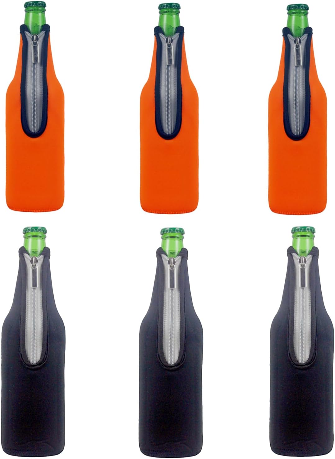 Detalle de AF-WAN Bierflasche Sleeve Keep – isolierender Neopren-Hülle-Set, 6er-Pack (3 Schwarz + 3 Orange), 550 ml