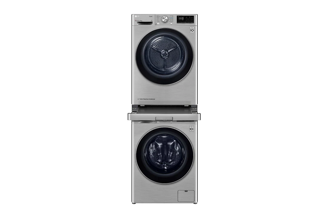 Detalle de Kit de unión para lavadoras LG (DSKSS.OUTLET) – profundidad 55–65 cm, bandeja extraíble, color plata