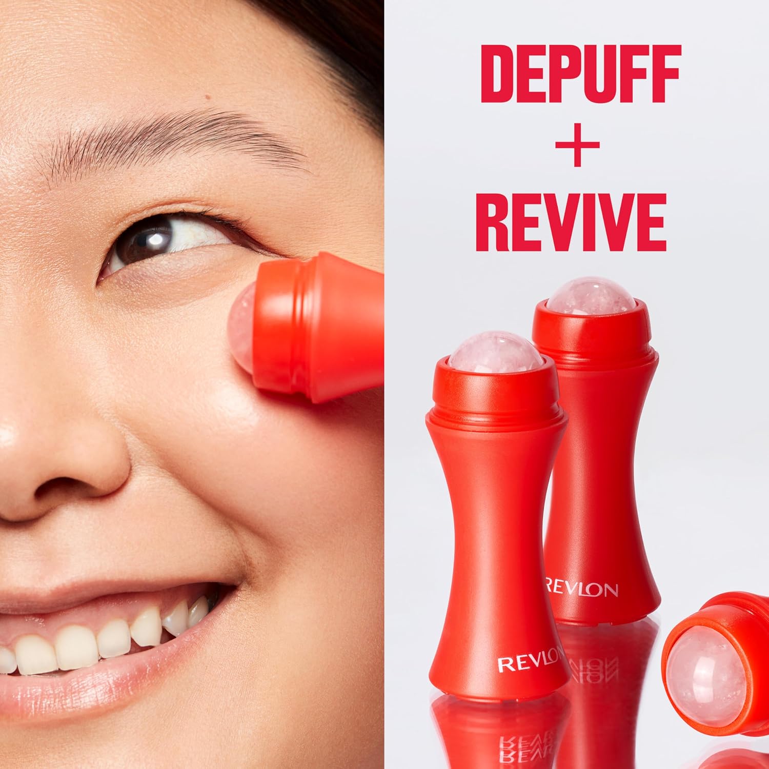 Detalle 2 de Revlon Hautbelebungsroller mit Rosenquarz – kompakter Gesichtsroller für ganztägige Belebung