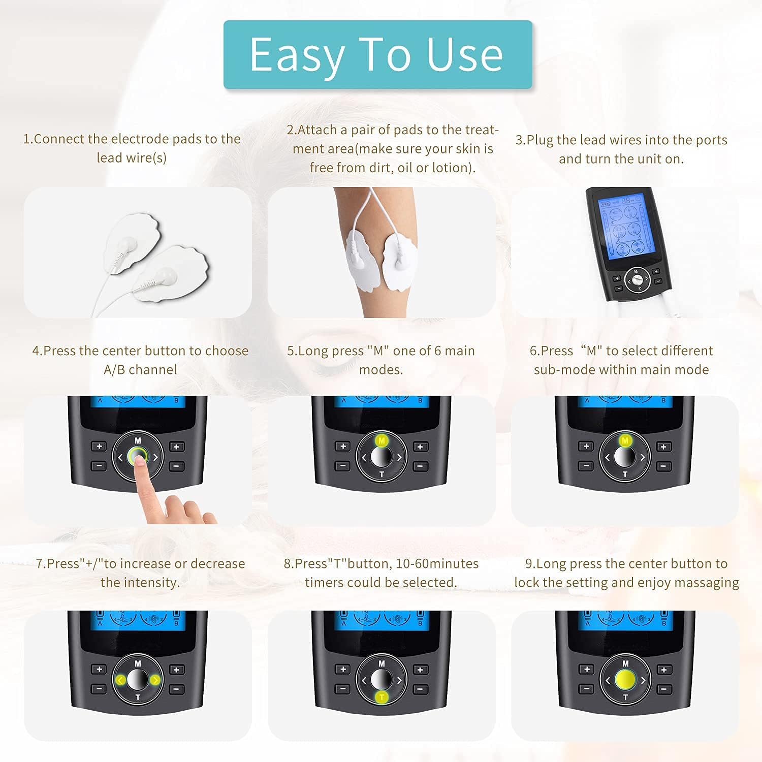 Thumbnail 6 de Dual Channel TENS Pain Relief Machine with 24 Massage Modes for Full Body Acupuncture Massage