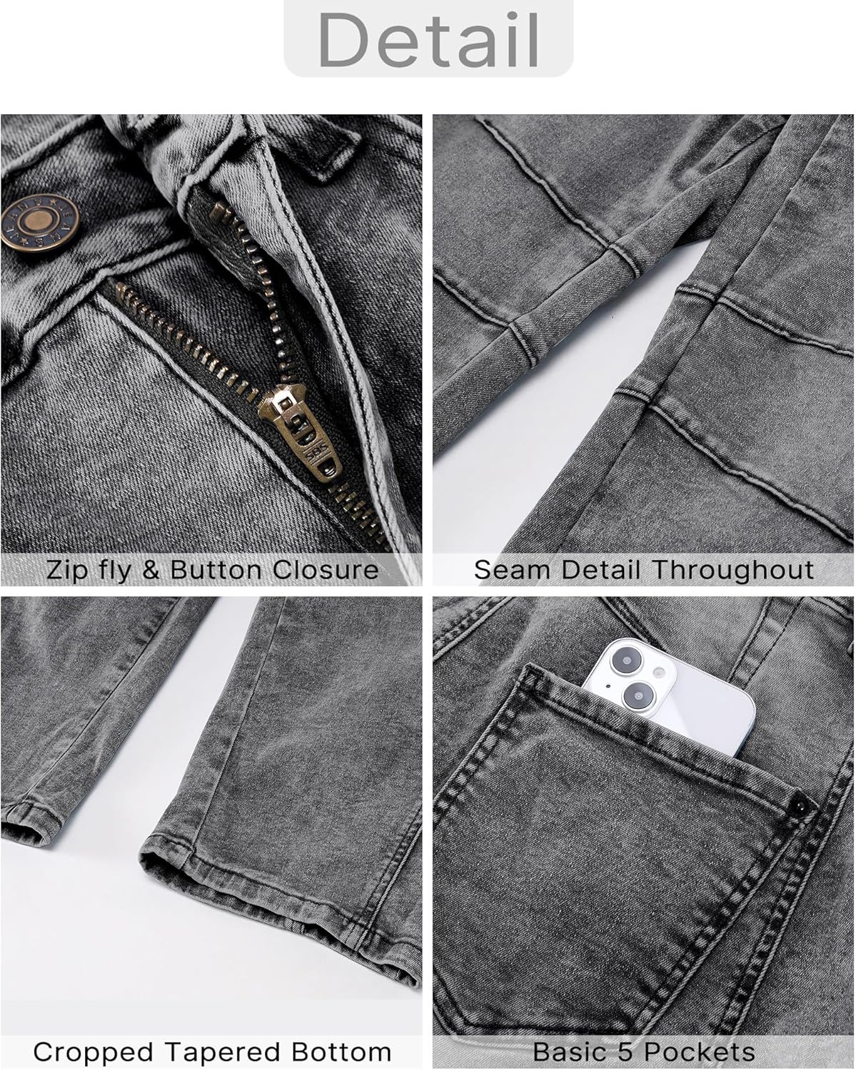 Thumbnail 5 de GRAPENT Barrel Jeans for Women: Trendy High-Waisted Wide-Leg Cropped Stretch Denim Ankle Pants