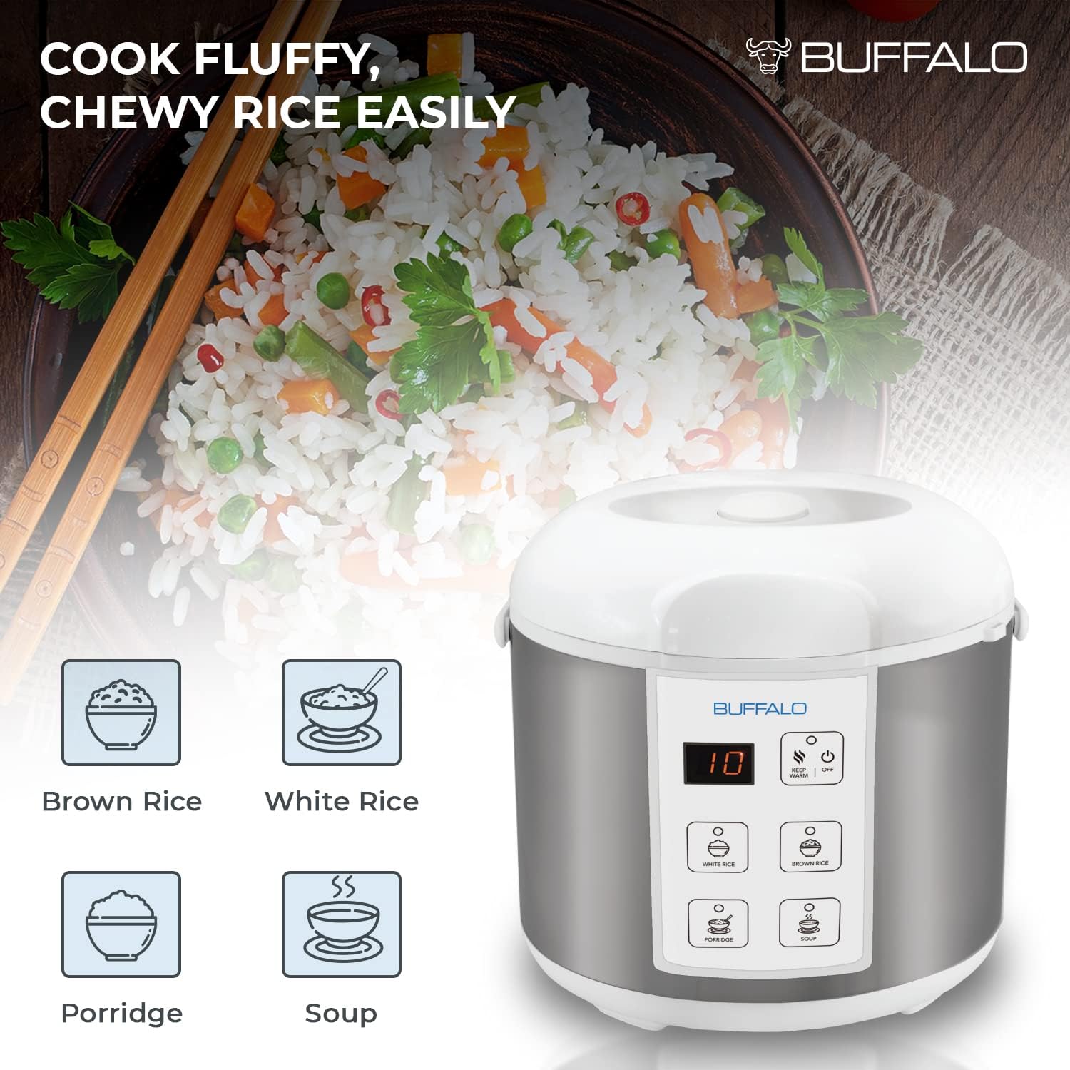 Thumbnail 3 de Buffalo Classic Rice Cooker 10-Cup rice cooker 🍚