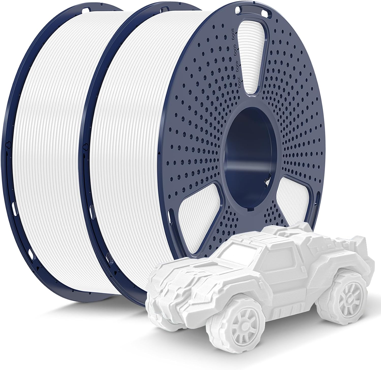 Detalle de SUNLU 3D Printer Filament Bundle – 2kg PLA 1.75mm (White x2), Neatly Wound