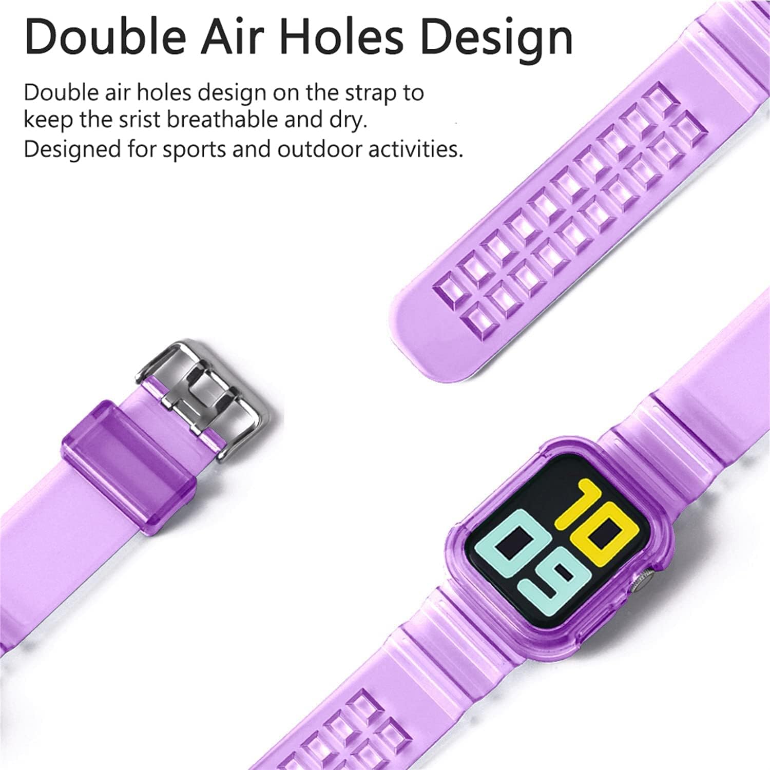 Thumbnail 4 de Fleshy Leaf clear soft silicone Apple Watch strap with bumper protective case (Series 1–SE 7/6/5/4/3/2/1 compatible)