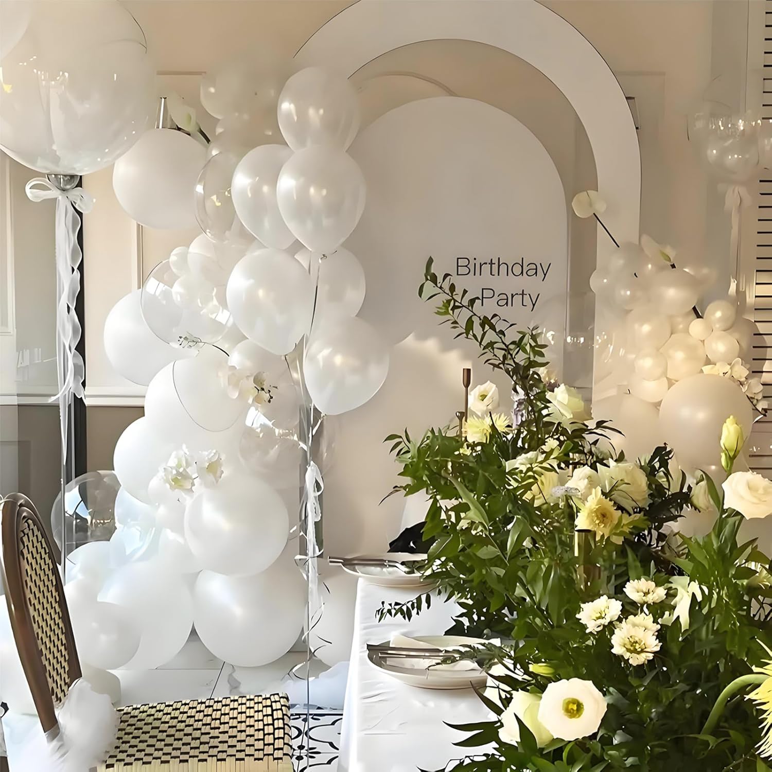 Thumbnail 5 de 110pcs Pearl White 12-inch Latex Balloons with 2 Ribbons
