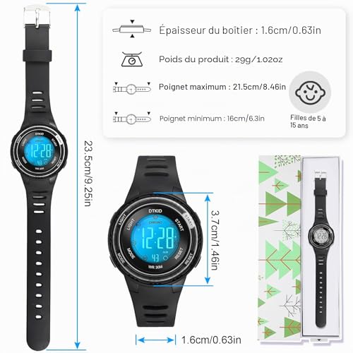 Thumbnail 4 de DTKID Montre Enfant Digitale 7 Couleurs LED — Chronomètre et Étanchéité 30M