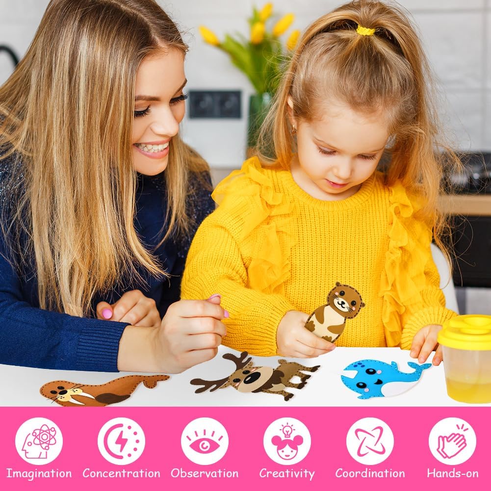 Detalle de Vicloon Kit da Cucito in Feltro 12 Pcs per Bambini – Set Creativo per Principianti (Polari)