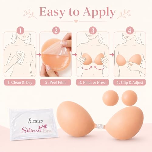 Detalle de Bvanzo Stick On Backless Strapless Push Up Bra (UK) – Invisible Silicone Adhesive Bra