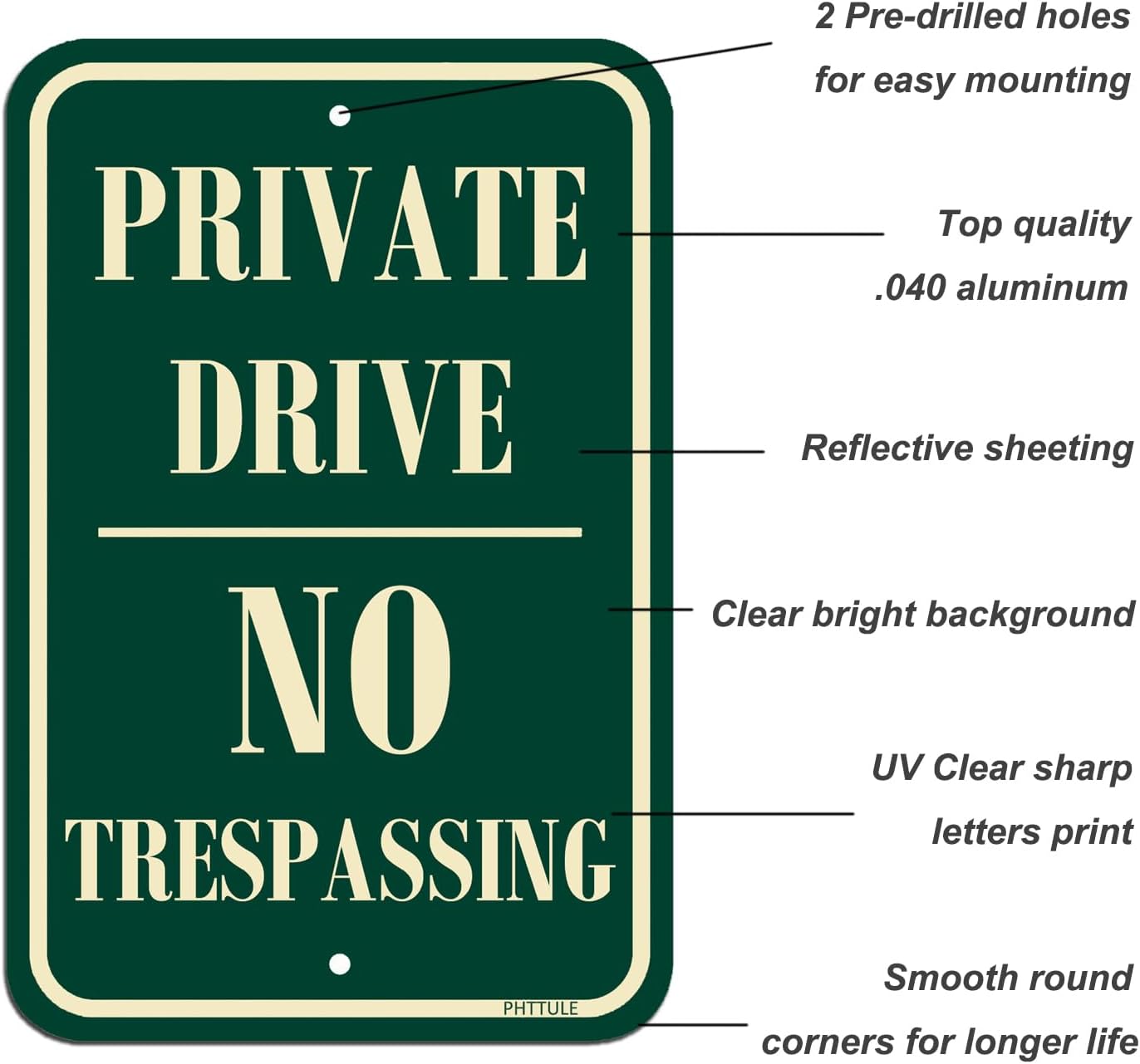 Detalle de PHTTULE Private Drive Sign, 12 x 18 Inches