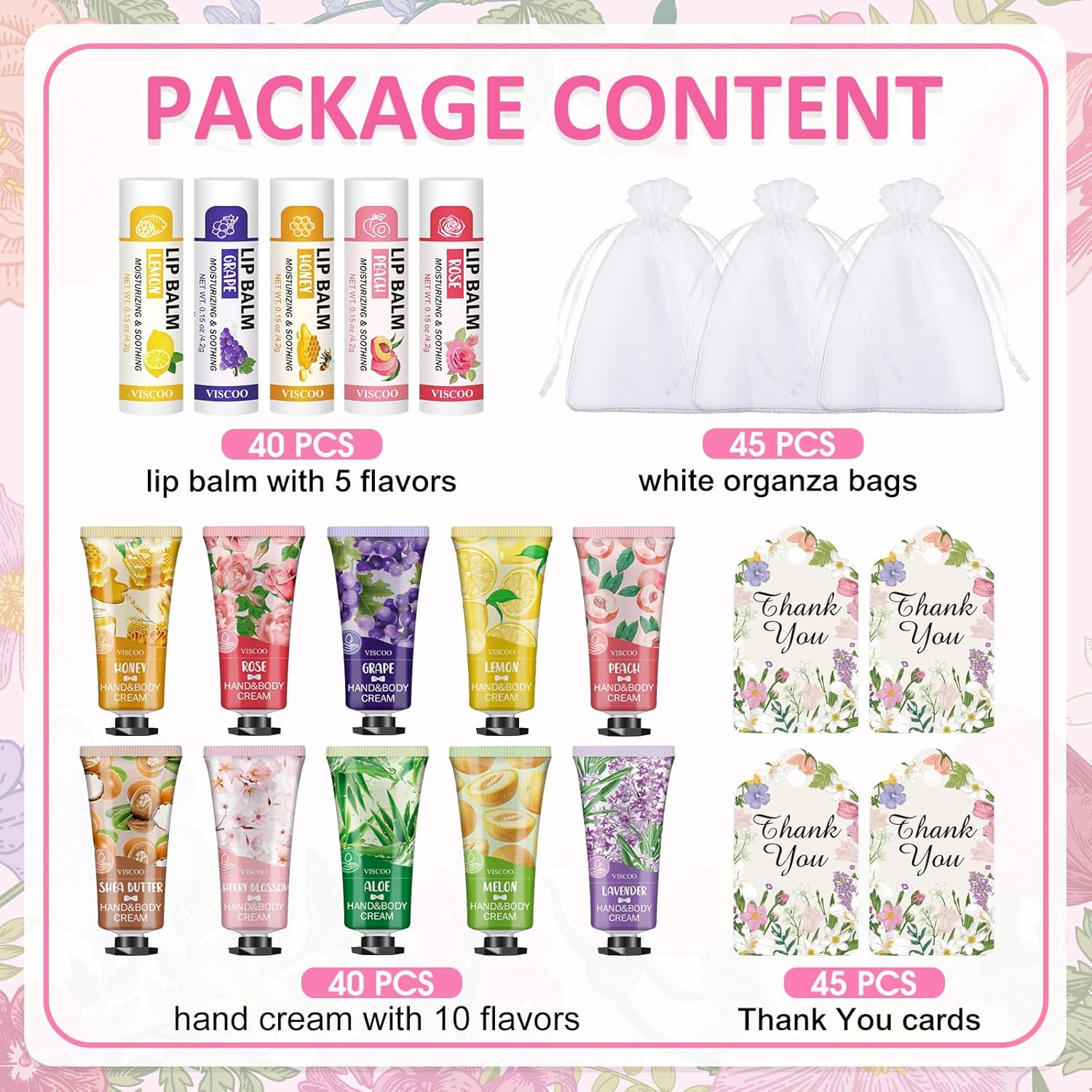 Thumbnail 1 de VISCOO 40 Sets Hand Cream and Lip Balm Bulk Gift Set