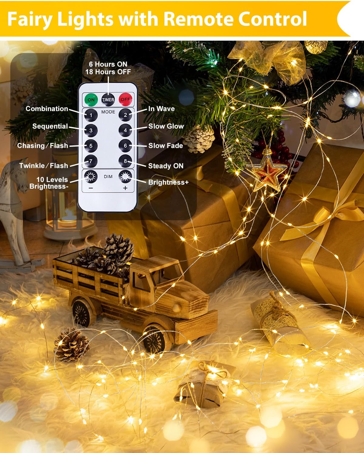Detalle 1 de BOSSERN 6-Pack Battery Fairy Lights, 20-Foot Warm White, Remote Control