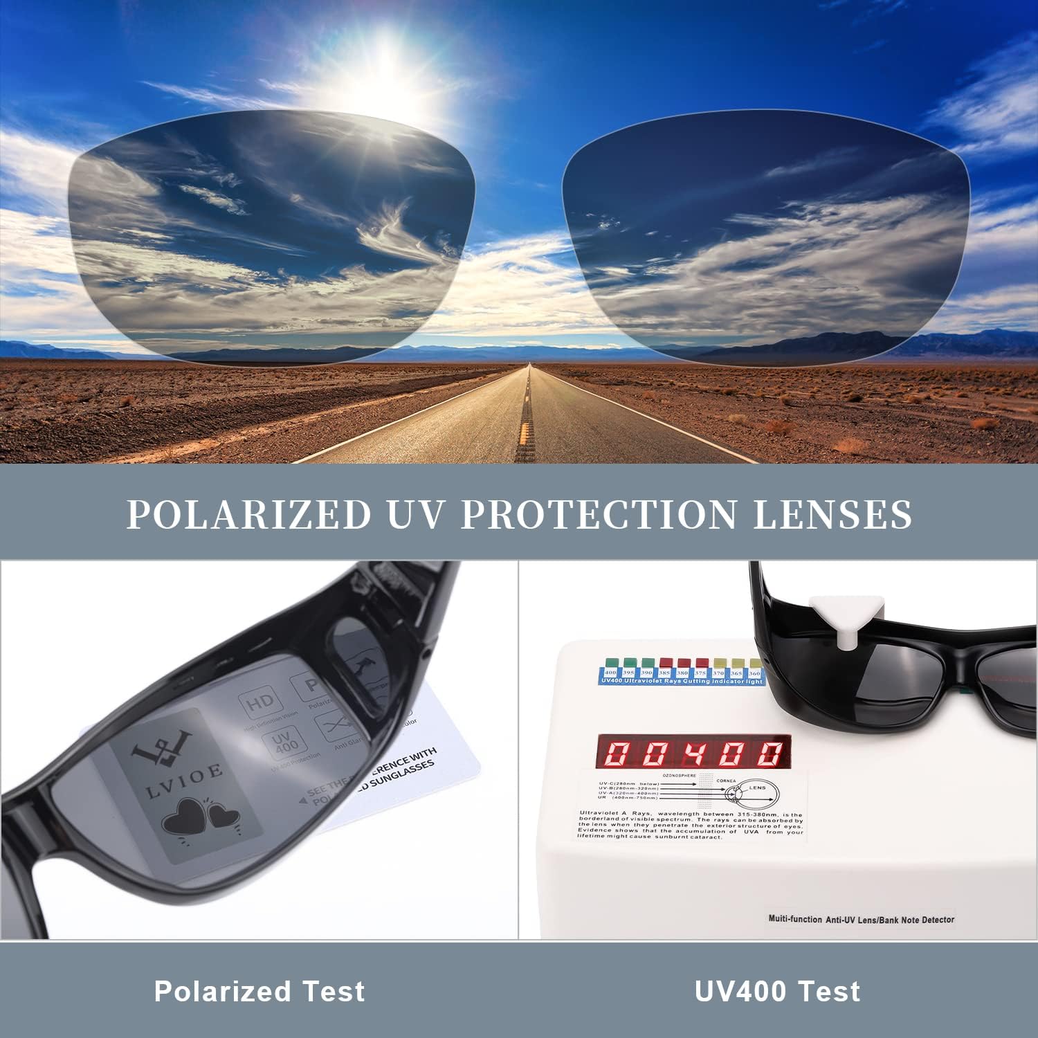 Thumbnail 5 de LVIOE Unisex Polarisiert Überzieh-Sonnenbrille für Brillenträger (Fit-Over) mit UV-Schutz