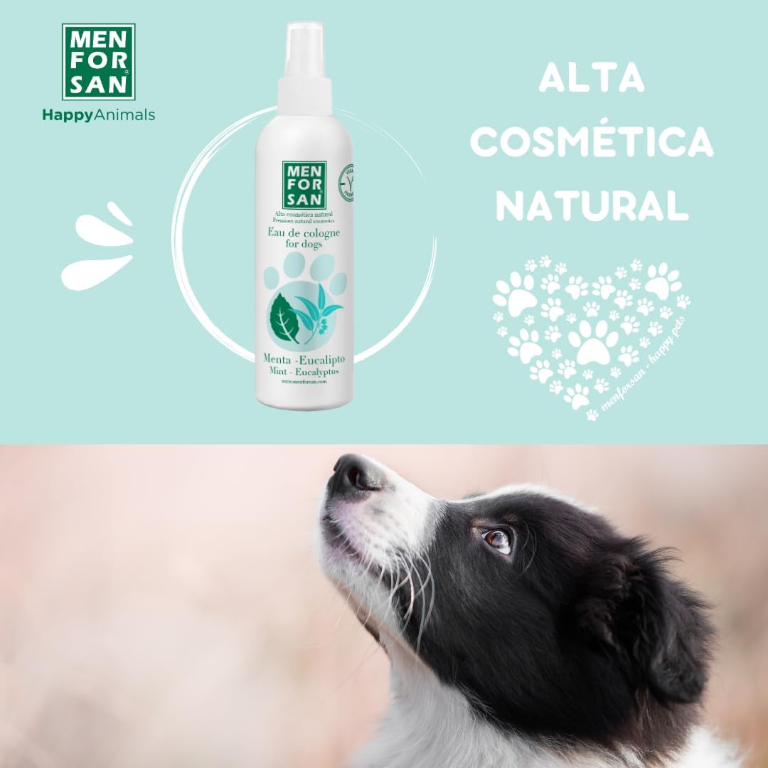 Detalle 1 de MENFORSAN Acqua di Colonia per Cani Menta ed Eucalipto 125ml — Profumo fresco e neutro per la pelle