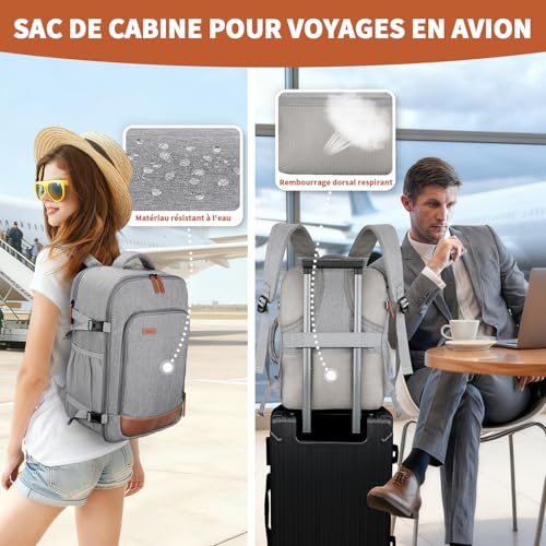 Detalle de ZOMFELT sac à dos cabine 40 × 30 × 20, 24 L, compartiment ordinateur 15,6 pouces